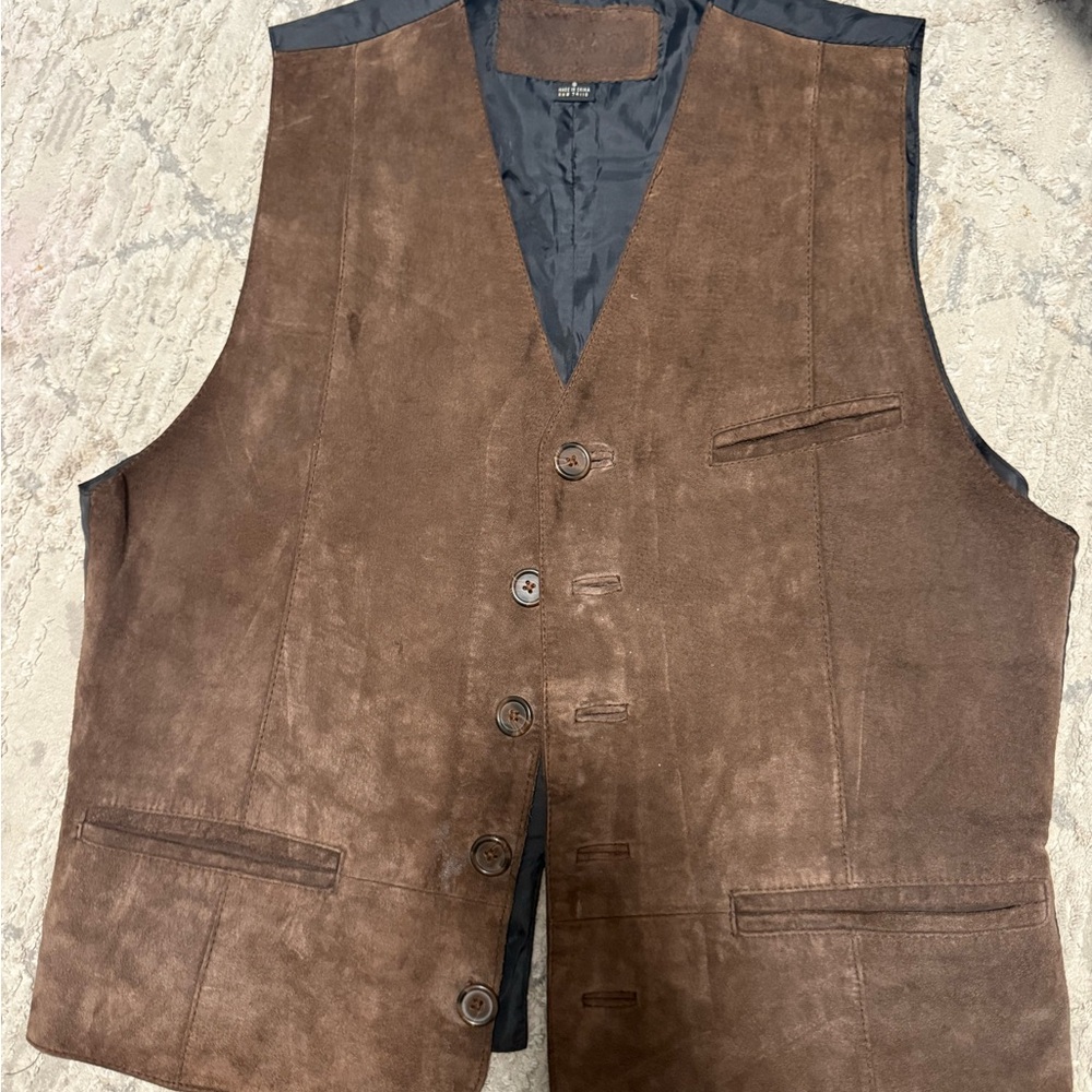 Brown Suede Button-Up Vest
